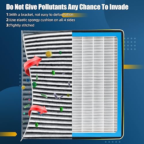 Miniatura 2 de 1 filtro de aire de cabina HEPA de repuesto de carbón activado CF11854 compatible con Nissan Qashqai 2017-2022, Rogue 2014-2020, Rogue Sport