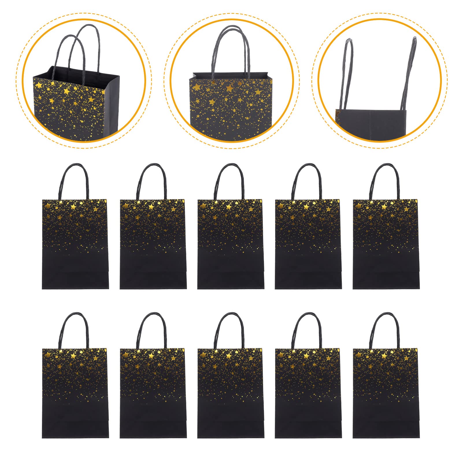 minkissy 40stücke Sternenbedruckte Geschenktüten Für Abschlusspartys Schwarze Papiertüten Mit Goldprägung Für Geburtstagsfeiern Und Besondere Anlässe