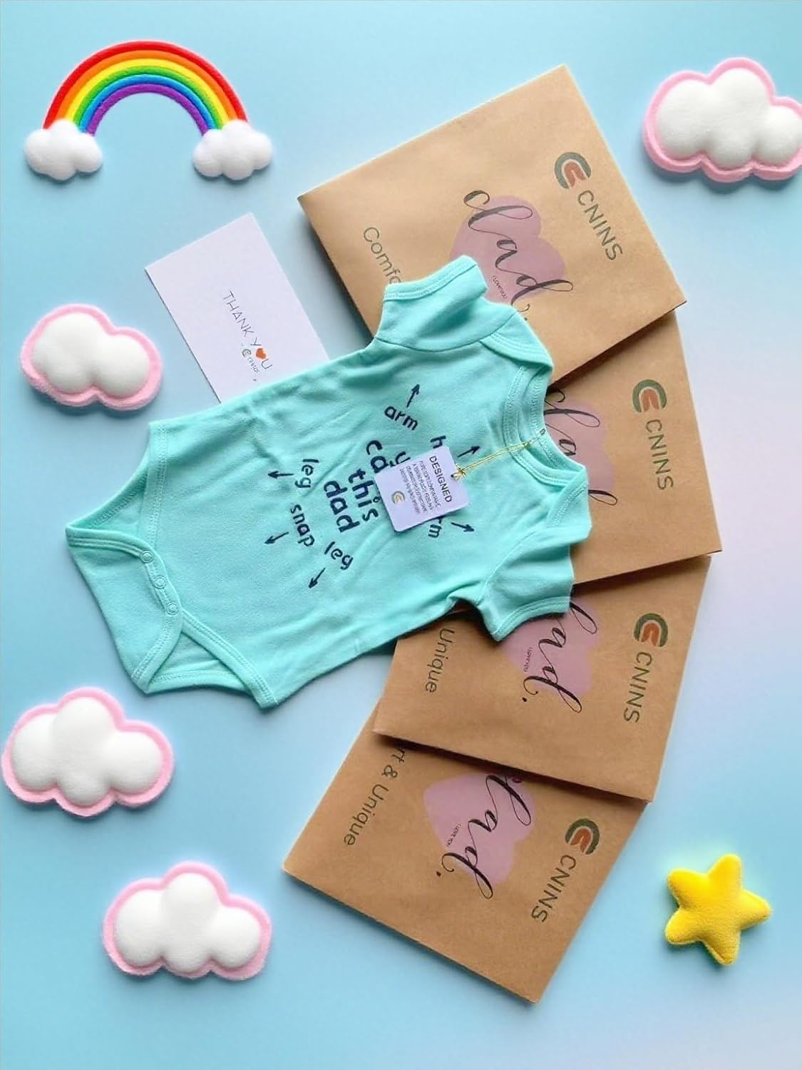 Cnins Funny Baby Bodysuit & Daddy Matching Cotton Outfit for Wild One 1st Birthday, Unisex Newborn Infant Clothes 0-24M image 5