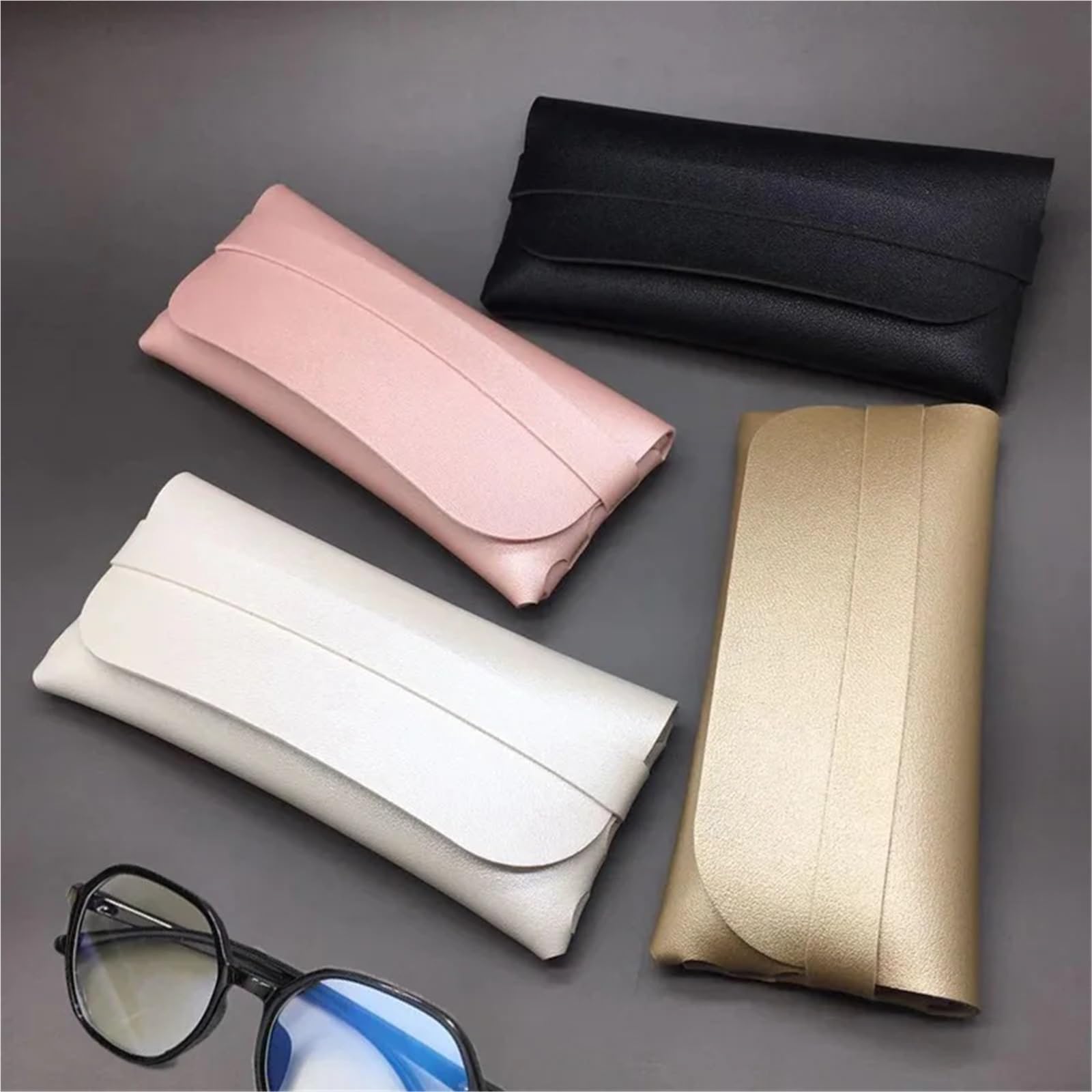 Etuis à Lunettes Étui à lunettes 2 pièces for femmes et hommes, sac à lunettes, housse de protection, étui Portable for lunettes de soleil, boîte à lunettes de lecture Avec Doublure Souple(Pink)