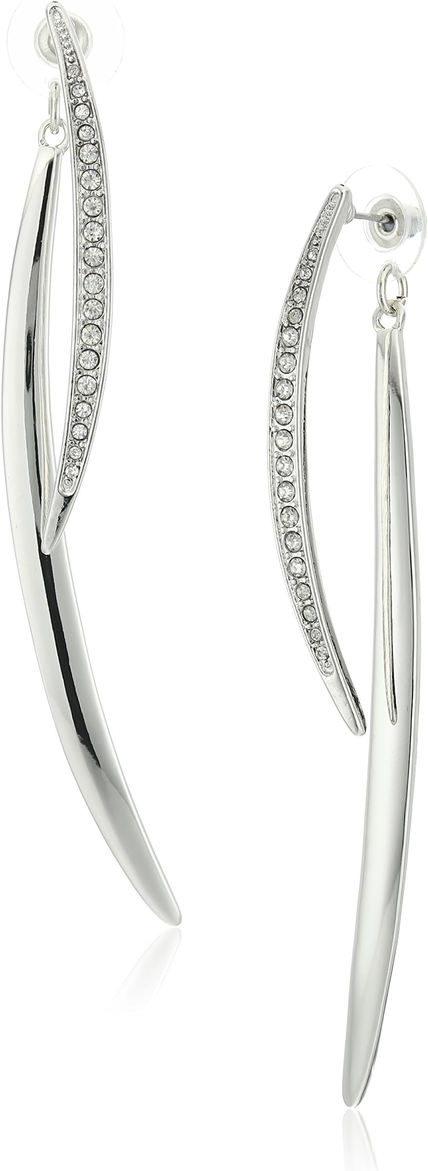 "Basic" Curved Stick Front/Back Linear Drop Earrings