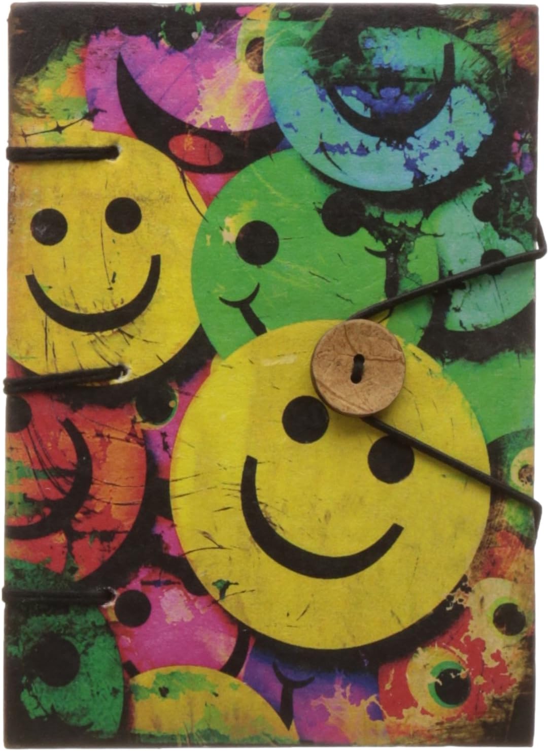 Purpledip Vintage Diary 'Colorful Smiles': Handmade Paper Journal with String & Button Closure Confeence Retirement (10615)