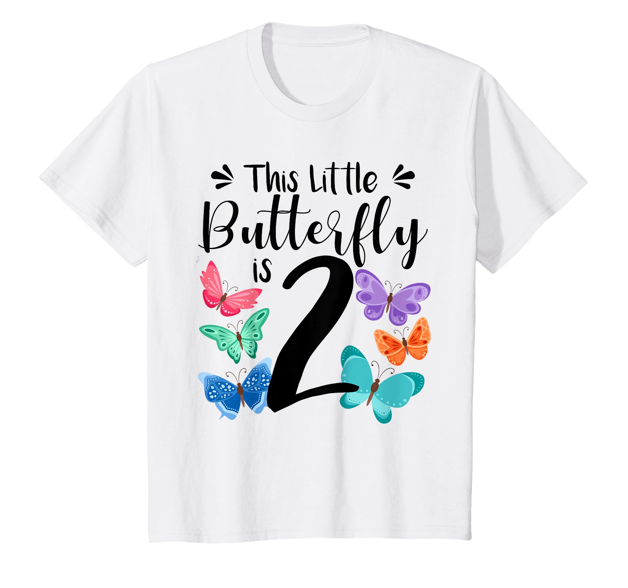 2 Year Old Butterfly Birthday Girls 2nd Girl Party Gift T-Shirt