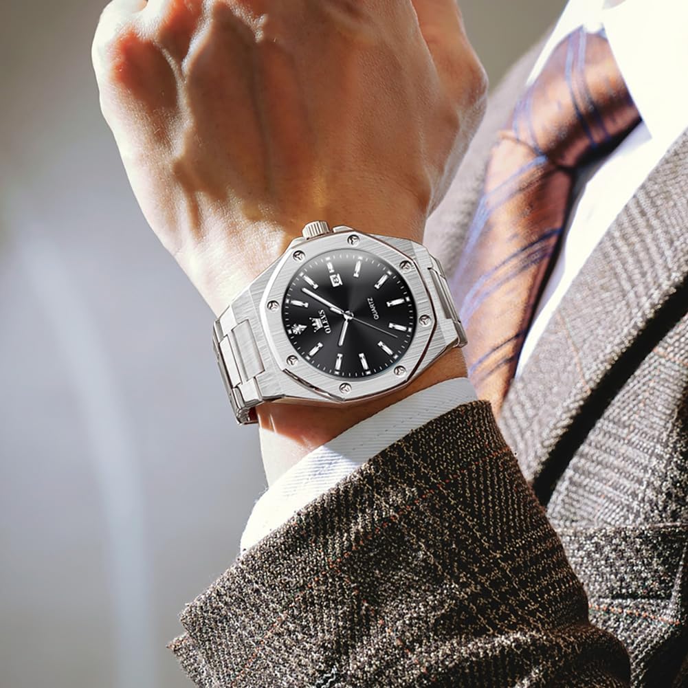 OLEVS Watches for Men Stainless Steel Business Dress Large Easy to Read Analog Watch Waterproof Luminous Casual Luxury Men Watch - Image 3