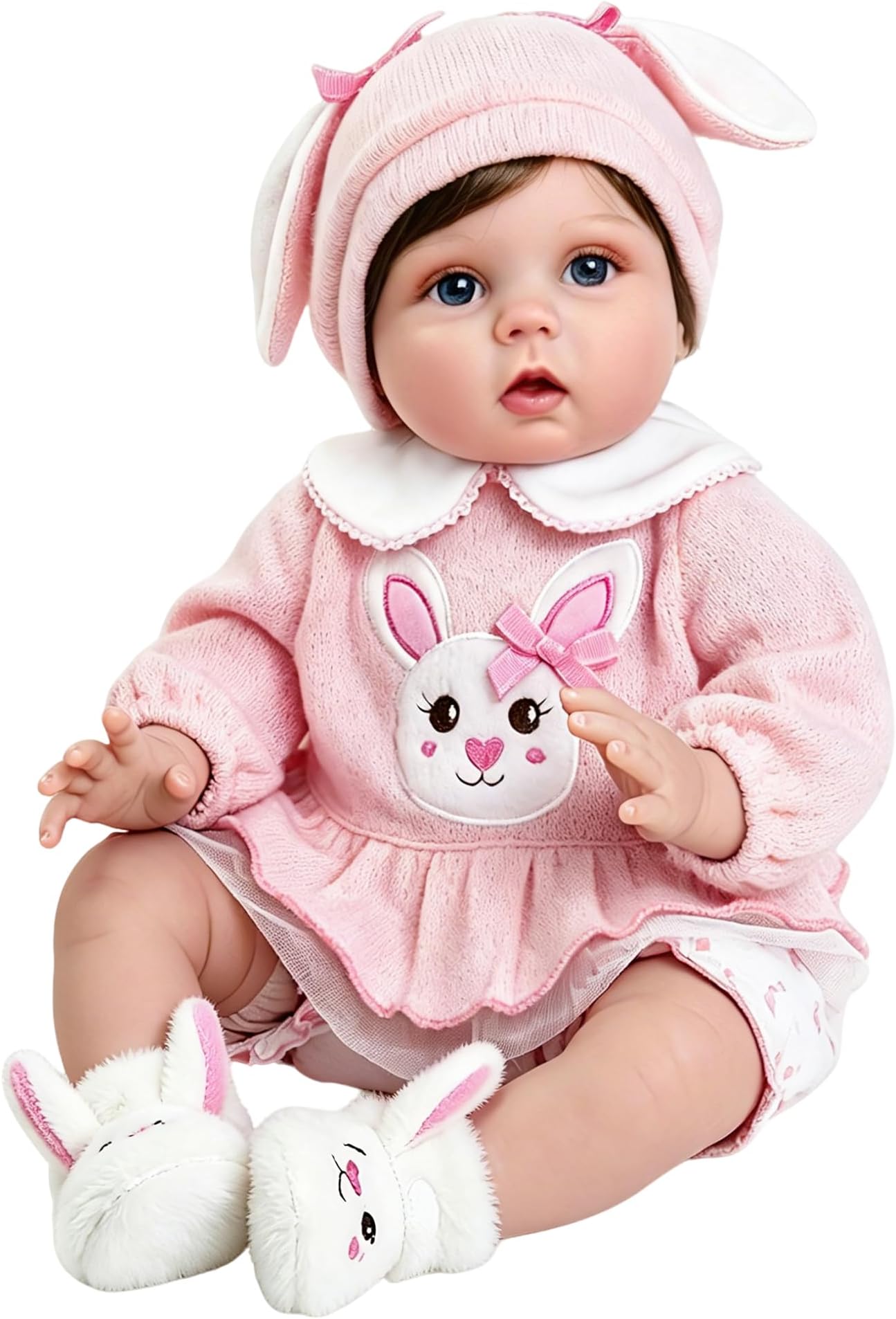 Lifelike Reborn Baby Dolls - 22 Inch Realistic Newborn Baby Girl - Soft Vinyl Reborn Toddler with Feeding Set & Pink Outfit Real Life Baby Doll for Kids 3+, Toddlers & Collectors