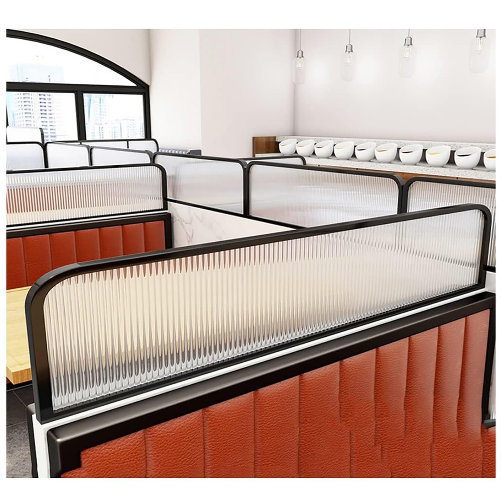 GYEQXKT Glass Countertop Divider with Gold Metal Frame for Restaurant Desk Separation, Effective Workspace Partitioning Solution