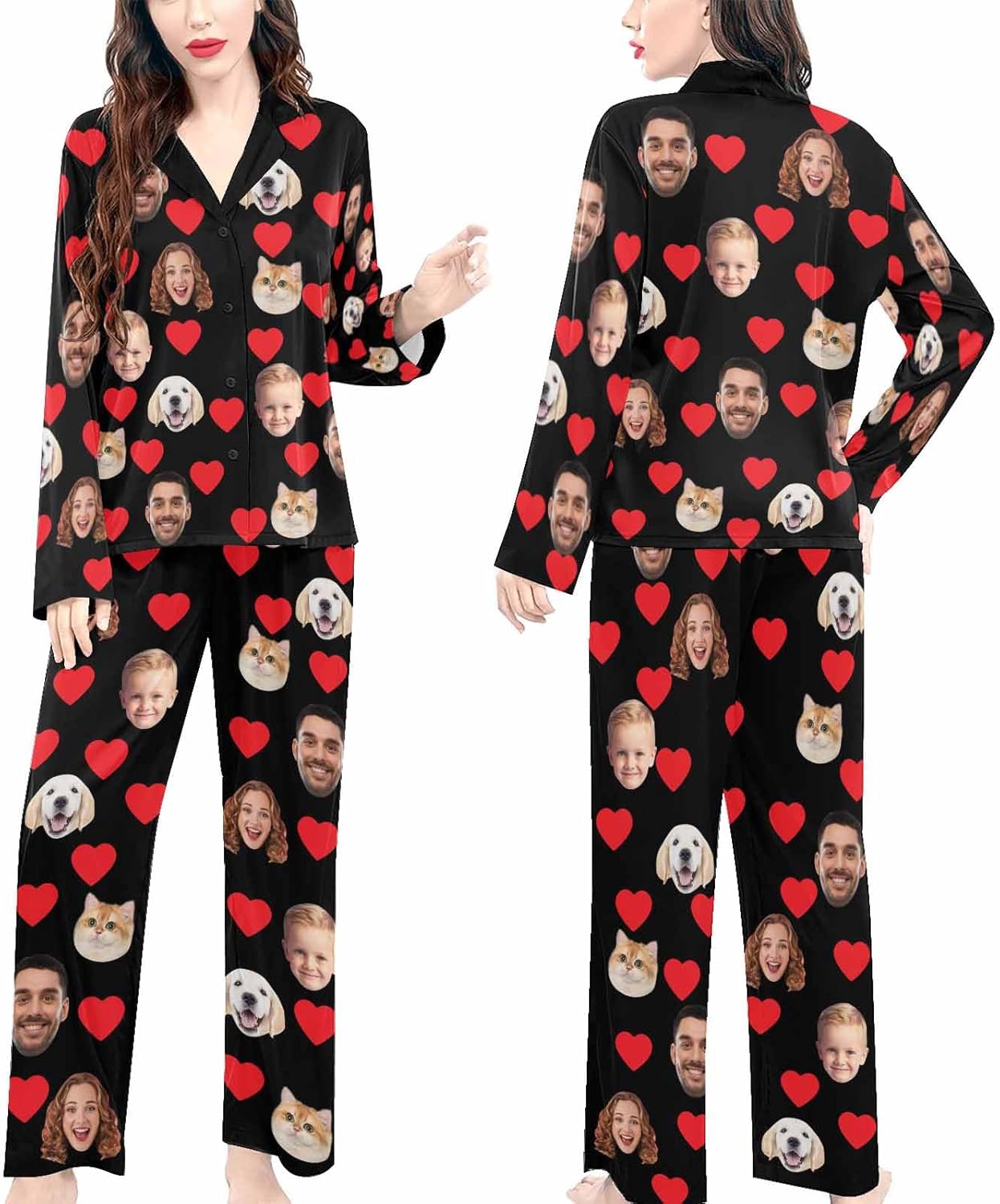 Artsadd Custom Pajamas for Women Men Family, Personalized Face Pjs Pajama Pants, Funny Pet Photo Loungewear Sleepwear Jammies - Image 4