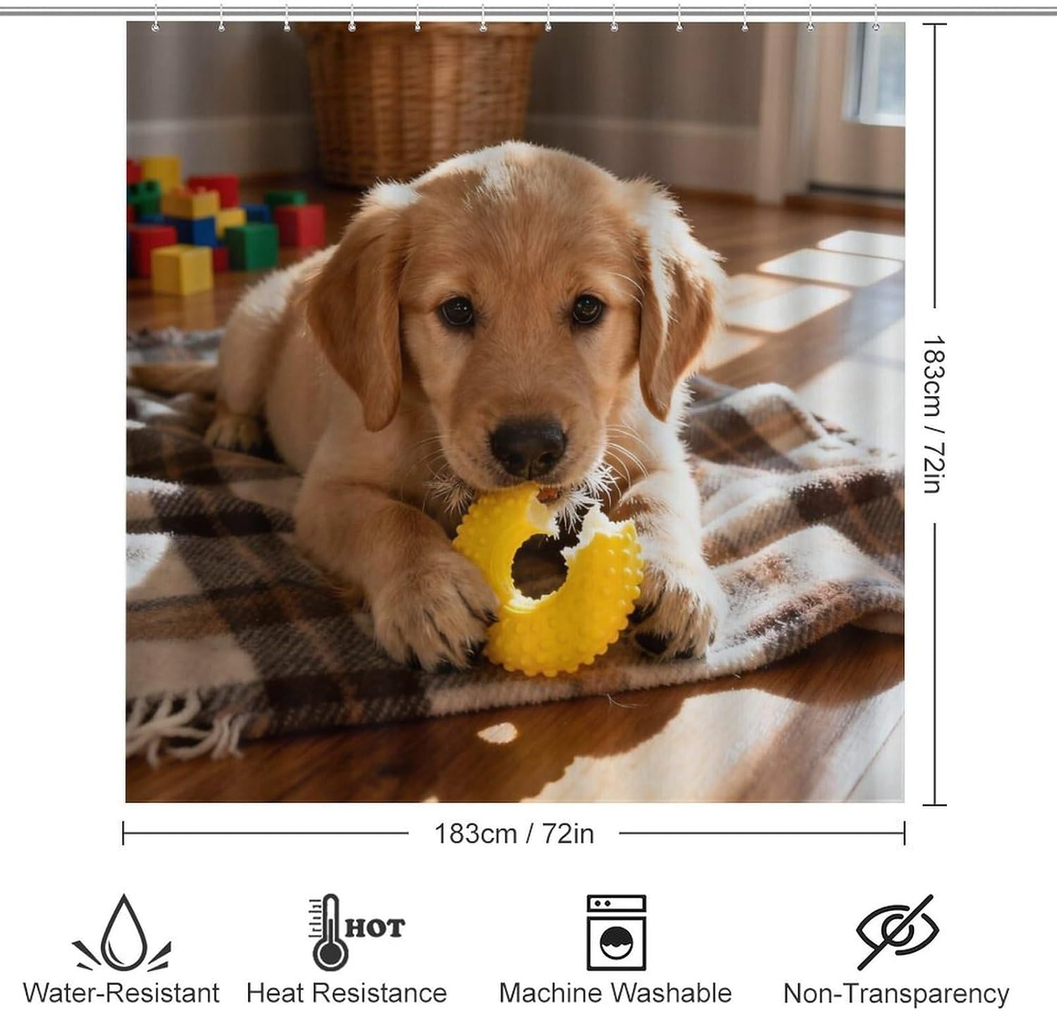 4 Piece Bathroom Rug Set with Shower Curtain, Non-Slip Bath Mat Toilet Cover Set, Corgi Bathroom Rug Sets