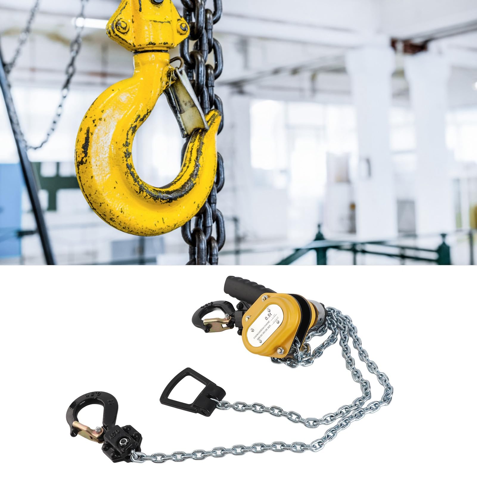 La Leva a Catena Hoist 500kg Carico - Puleggia a Leva Portatile con una Catena di 1,5 M per Workshop, Garage, Utilizzo di Fabbrica