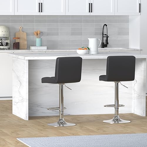 Miniatura 31 de Taburetes de bar de leopardo, moderno taburete giratorio ajustable de piel sintética con respaldo, juego de 2 (gris) Gris,Negro -,Caqui,Blanco,gris