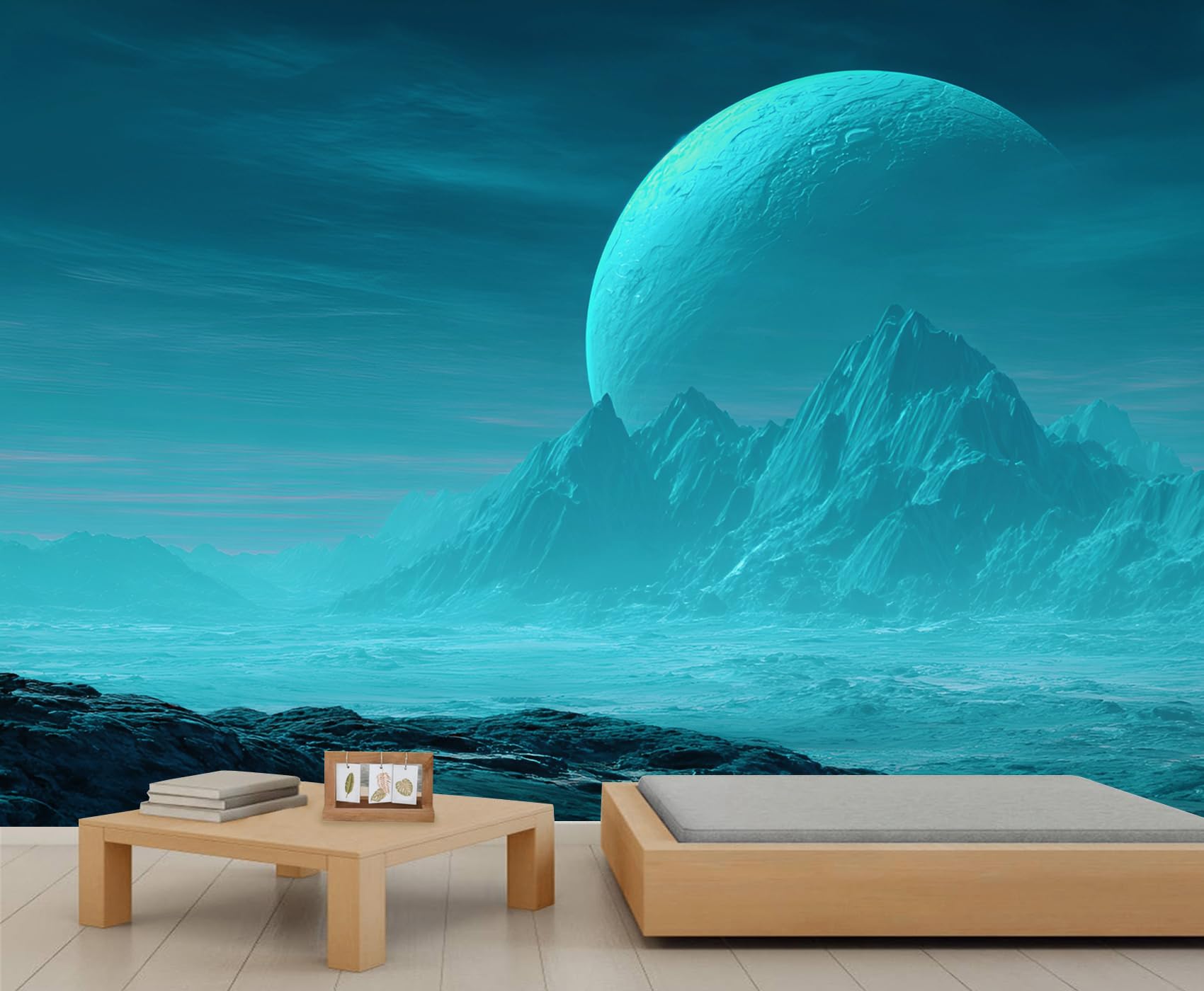 Universe Planet Mural Galaxy Space Wallpaper Alien Planet Wall Mural Sci - Fi Mountain Landscape Wallpaper for Bedroom Fantasy Cosmic Murals for Living Room 400 x 280 cm