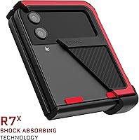 Vista 3 de Ghostek Atomic - Funda delgada para Galaxy Z Flip 4, parte trasera de aramida con parachoques de aluminio rojo, funda protectora de doble capa a