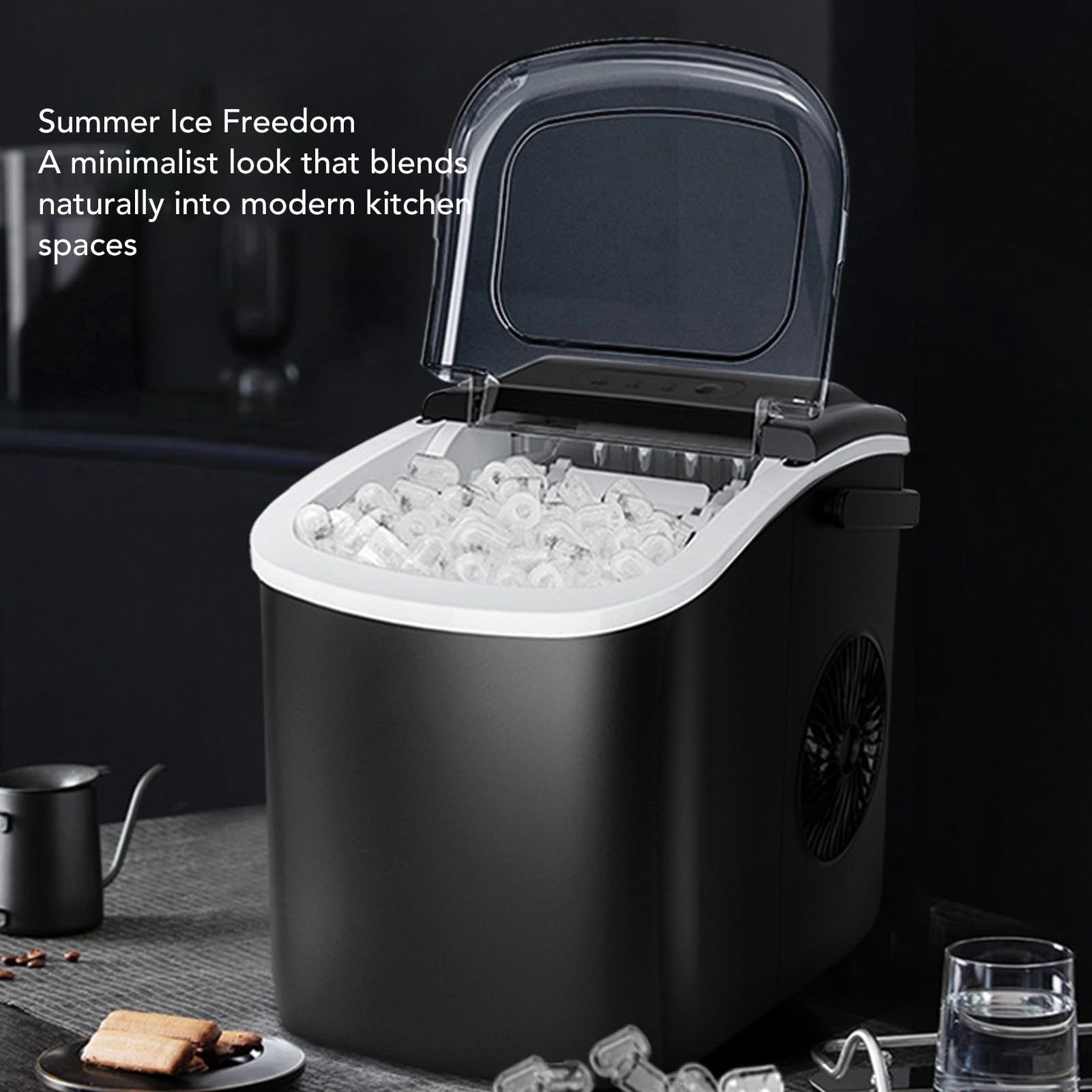 RiToEasysports Máquina de Fabricantes de Hielo, Fabricante de Hielo Portátil 9 en 6 Minutos 26 Libras con Primicia y Canasta para la Fiesta de la Oficina de la Cocina en casa.
