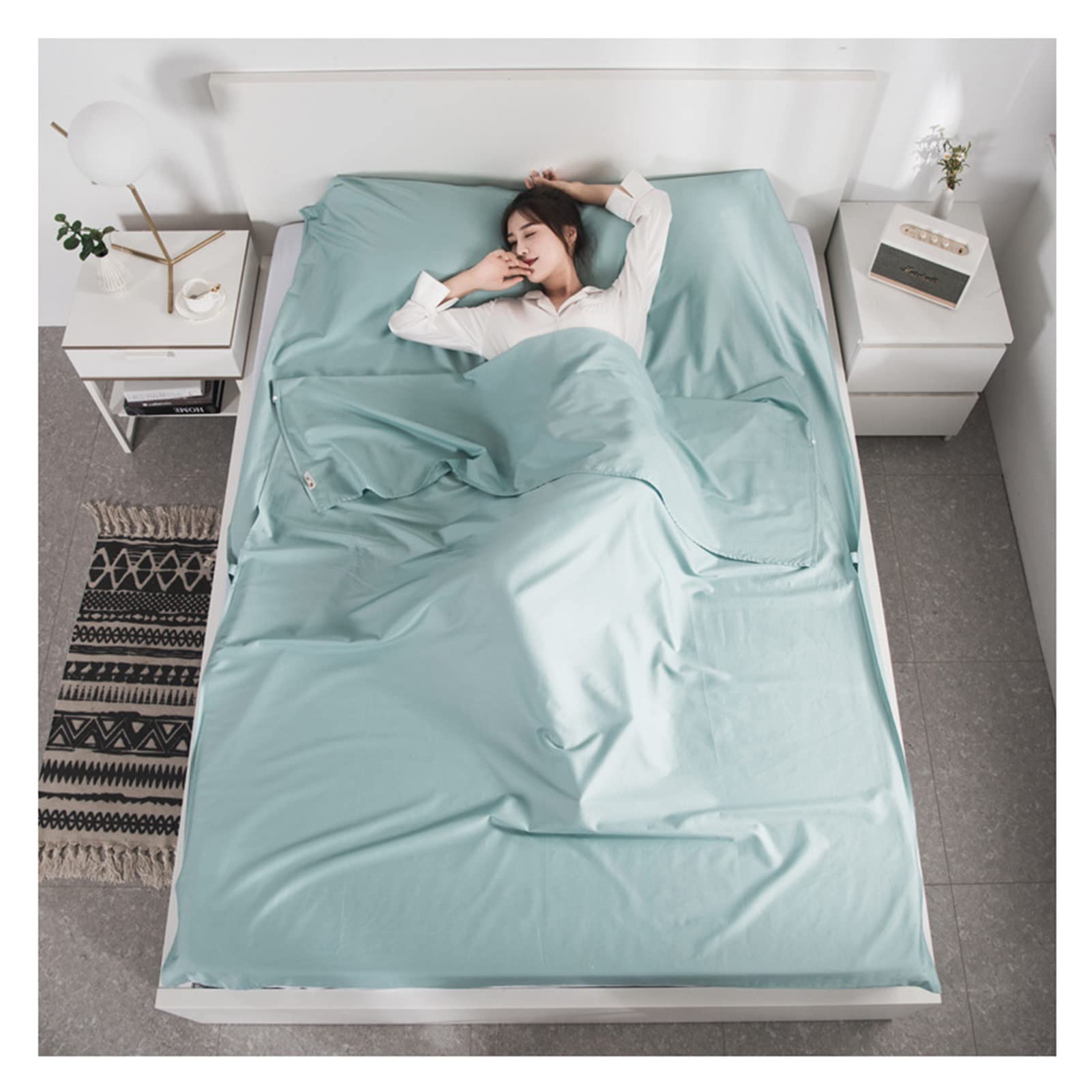 Sleeping Bag Liners Ultralekka, Kompaktowa Wkładka Do Śpiwora, Śpiwór Dla Dorosłych Na Zewnątrz Do Prześcieradeł Hotelowych Na Kemping, Miękka I Wygodna Tkanina Bawełniana