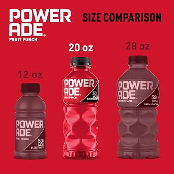 Powerade Fruit Punch, Electrolyte Enhanced Sports Drink, 20 Fl Oz Bottles, 8 Pack