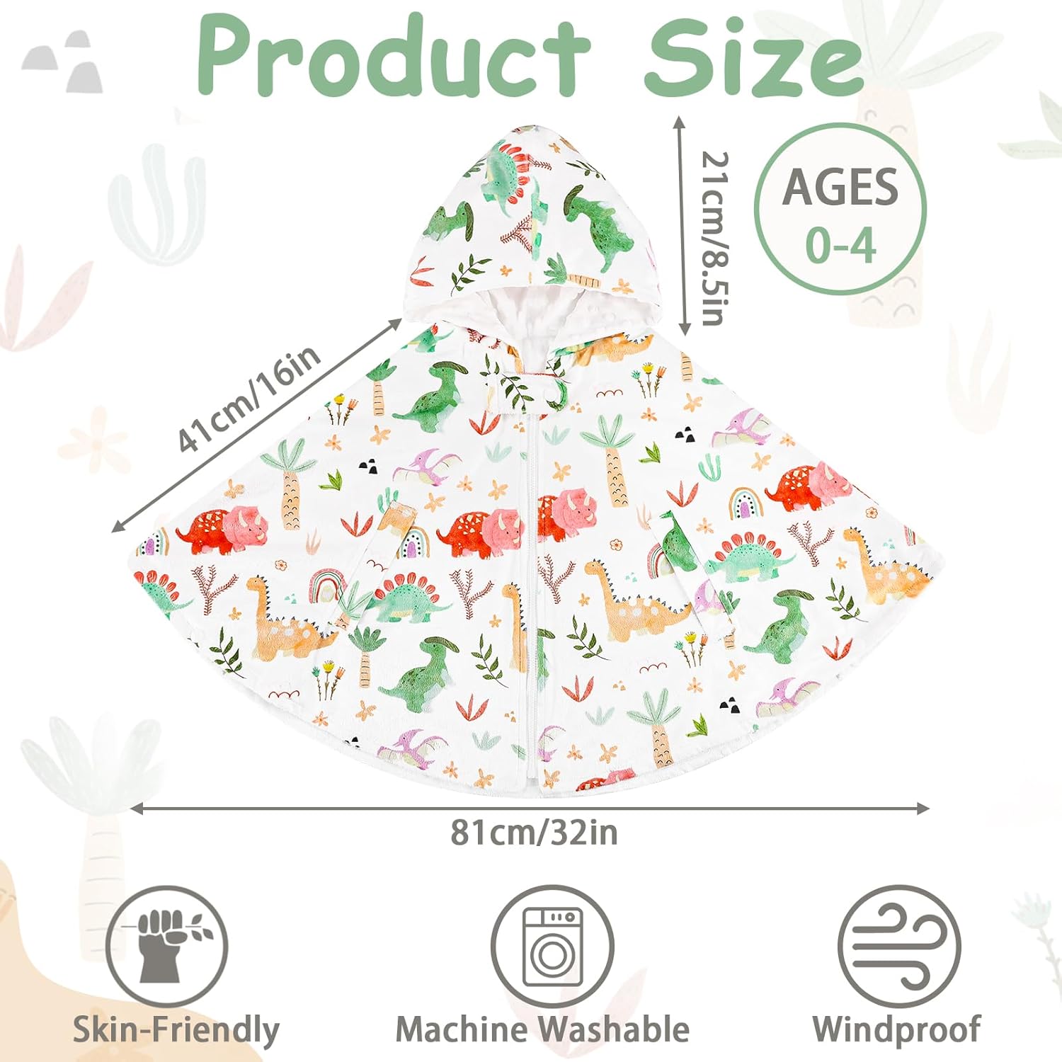 Baby Car Seat Poncho, Baby Cape Hooded Ponchos, Windproof Poncho Cape Cloak for Kids, Coat for 0-4 Year Girls - Image 2