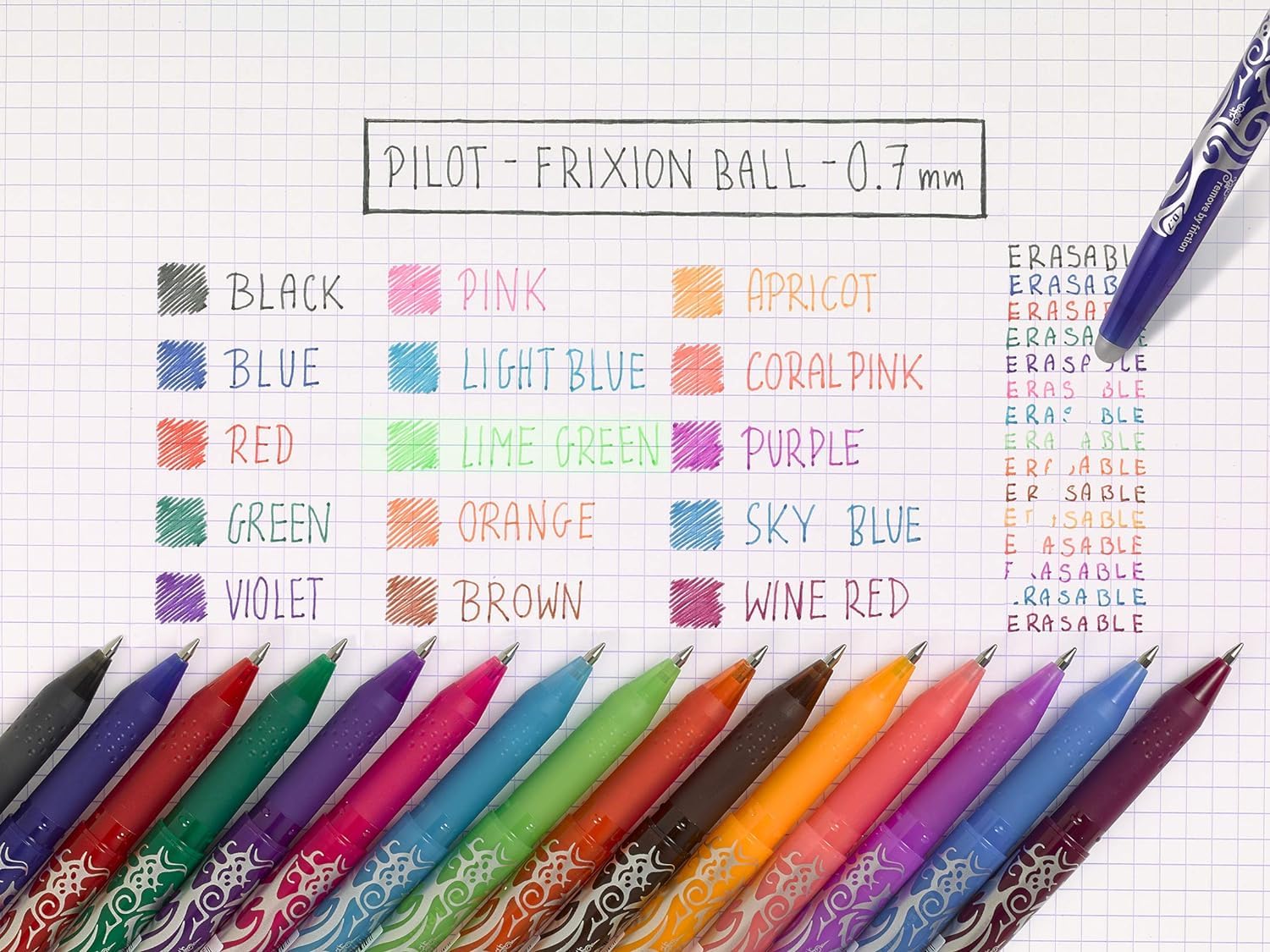 PILOT FriXion Ersatzminen 0.7 - 12 Stück (6er Sets), Blau - Radierbare Tinte - Kompatibel Mit Ball & Clicker - Mittlere Stärke - Gel-Tintenrollermine