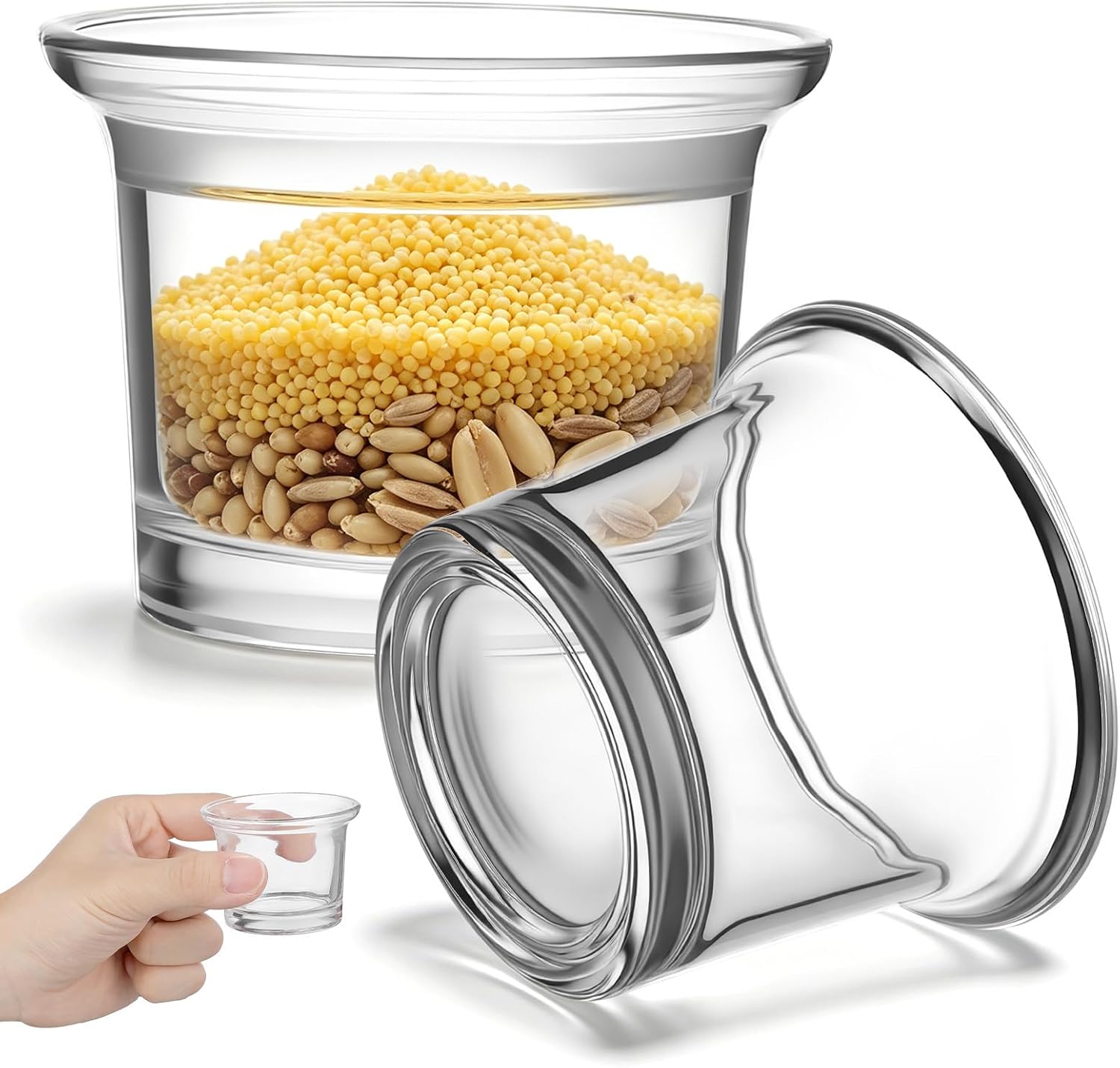 Glass Bird Feeder Cups Replacement: Transparent Hanging Bird Food Holder for Oriole, Hummingbird & Finch - 2. 48" Diameter Feeder Part for Window, Patio & Garden Decor (5)