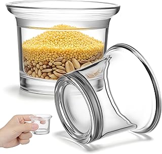 Glass Bird Feeder Cups Replacement: Transparent Hanging Bird Food Holder for Oriole, Hummingbird & Finch - 2. 48" Diameter Feeder Part for Window, Patio & Garden Decor (2)