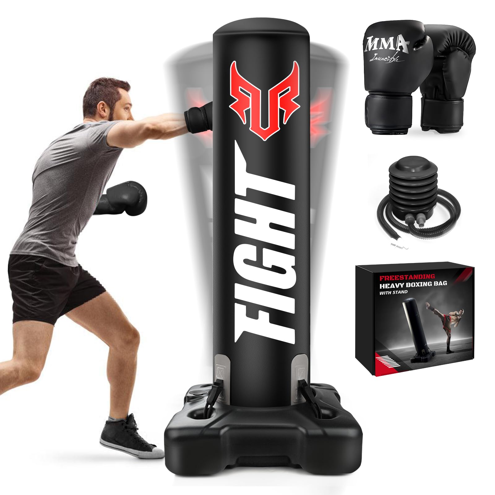 JUOIFIP 175cm Sacco Da Boxe Da Terra, Sacco Da Boxe Adulto Su