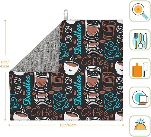 Miniatura 3 de Tapete de secado de platos para pájaros, tapetes reversibles de microfibra absorbente para encimera de cocina, 16 x 18 pulgadas