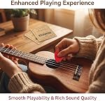 2 Sets White Nylon Ukulele Strings with 5 Heart Shape Felt Picks Replacement Strings Accessories Kit for Soprano (21 Inch)/ Concert (23 Inch)/ Tenor (26 Inch)