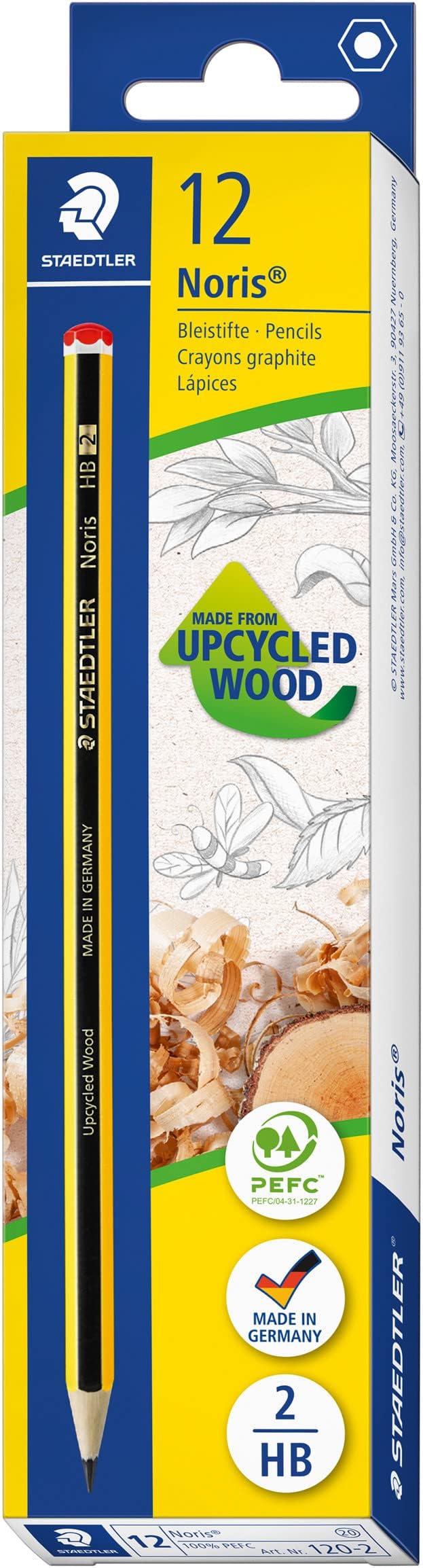 STAEDTLER 120-2 Noris Graphite Pencils for Writing and Sketching - 2B (Box of 12)