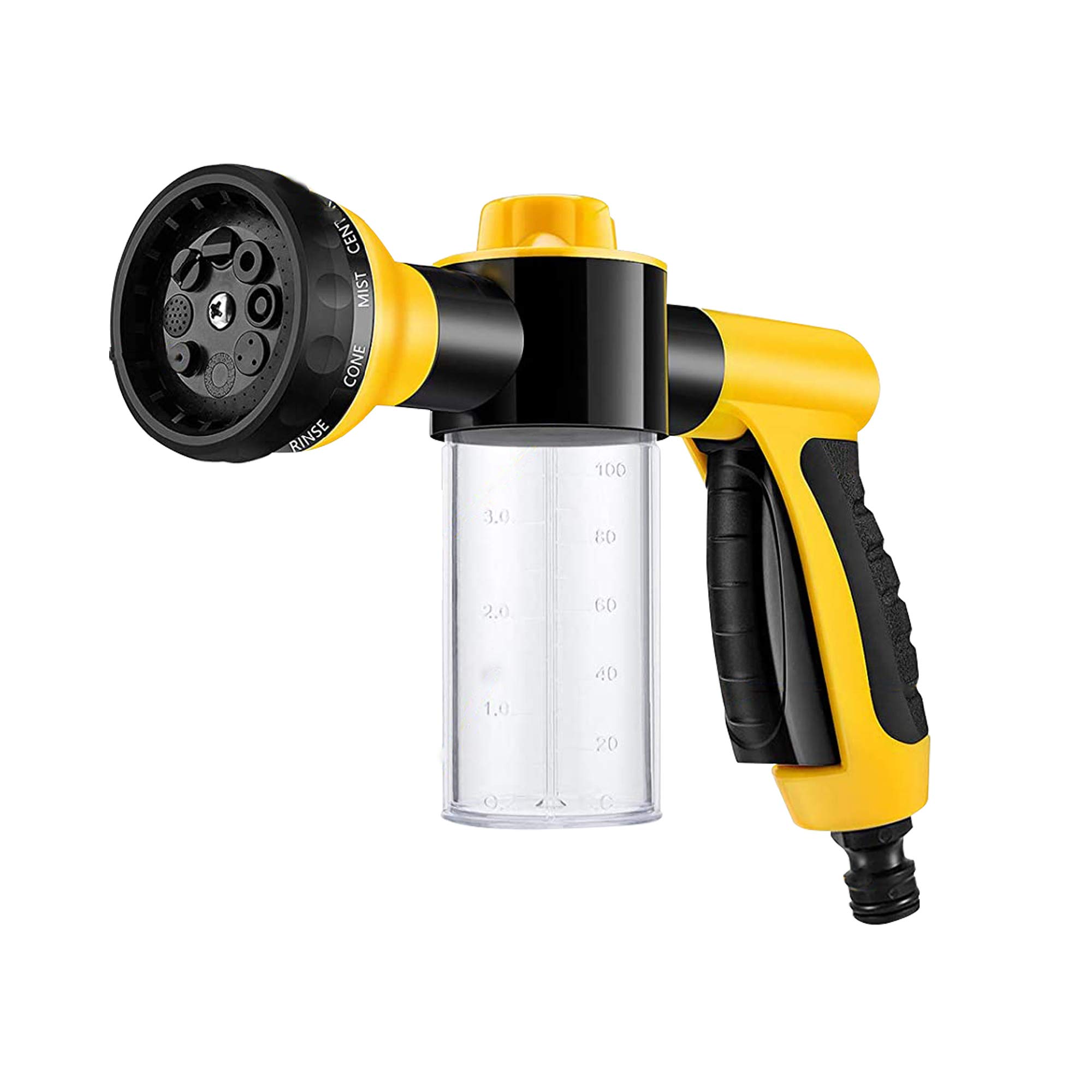 LOBOJACKFoam Sprayer Gun, Pressure Nozzle for Car Wash, Watering Plants, Pet Shower, Outdoor Fun - 8 Watering Patterns and Soap Dispenser