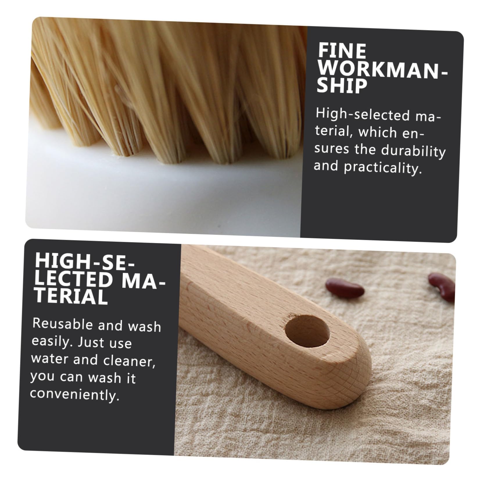 GARVALON Ergonomic Wooden Handle Pot Brush Long Straw Cleaner Dish Scrubber Brush Pot Cleaning Brush Kitchen