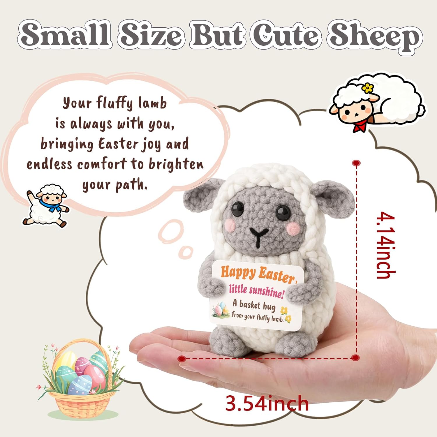 Easter Basket Stuffers for Teens Kids, Easter Gifts Crochet Lamb Stuffed Animal, Jesus Christian Non Candy Egg Filler Toy for Boys & Girls 8-12, 6-8, Tweens 10-12 Year Old
