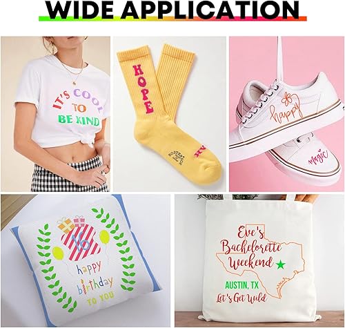 Miniatura 2 de HTVRONT Rollos de vinilo HTV de transferencia de calor, vinilo HTV naranja neón de 12 pulgadas x 20 pies para camisas, vinilo para planchar para