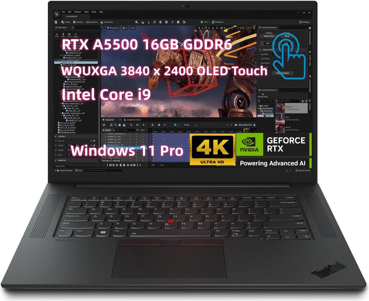 NewLenovo ThinkPad P16 Mobile Workstation (16" WQUXGA 3840 x 2400 OLED Touch, Inte.l i9-12950HX vPro, 4TB SSD 128GB RAM, RTX A5500 16GB) Laptop for Engineer Designer, Architect, Backlit KB, Win 11 Pro
