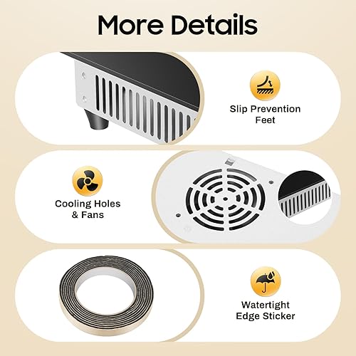 Miniatura 7 de Placa de cocina eléctrica de 3000 W 110 V, 4 quemadores, estufa eléctrica de 23 pulgadas e integrada, control táctil con sensor con bloqueo de