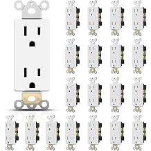 TOPELER Decorator Wall Outlets, 15A 125V Standard Decorative Electrical Receptacle Outlet for Commercial and Residential, Non-Tamper Resistant, NEMA 5-15R, Self-Grounding, UL, White, 20 Pack