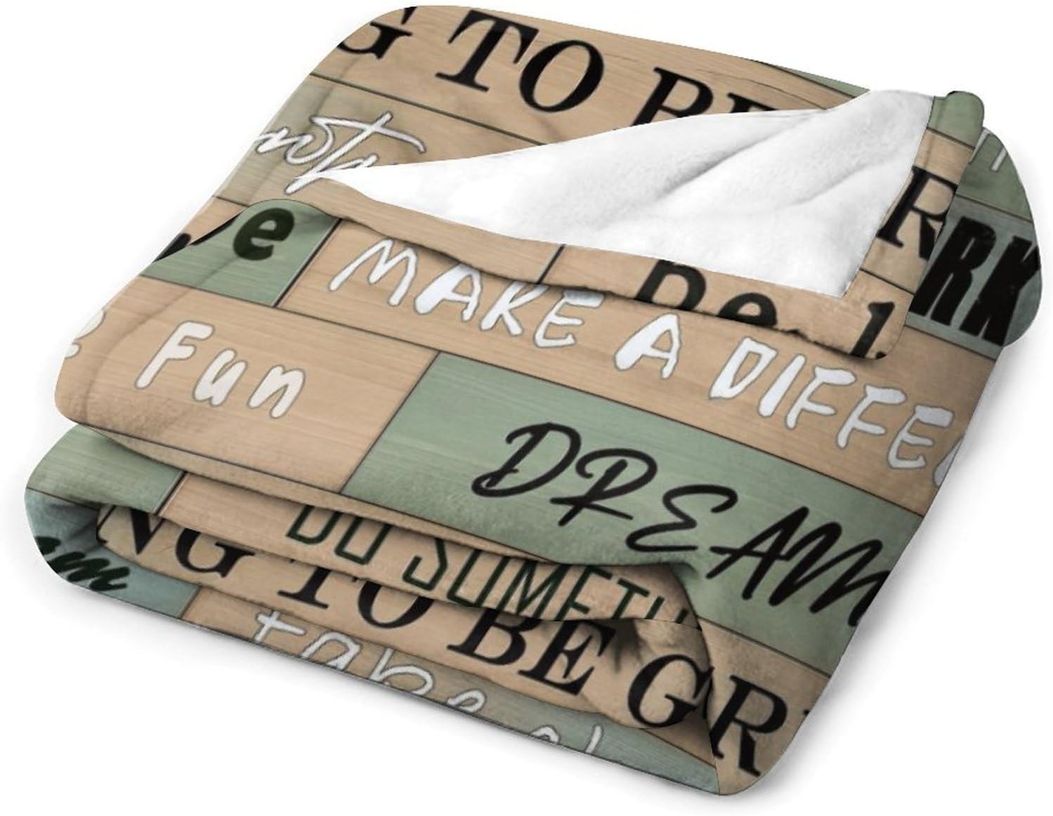 Rustic Green Wood Plank Inspirational Quote Flannel Throw Blanket Ultra-Soft Cozy Plush Blankets for Couch Chair Bedroom Living Room Air Conditioning Room 50"x60" - Image 3