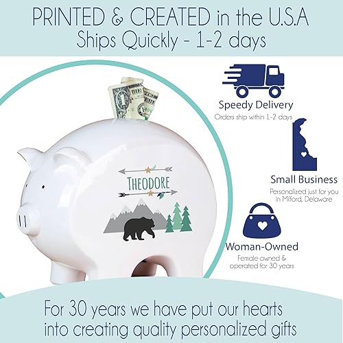 Miniatura 3 de Alcancía personalizada para niños (oso de montaña)