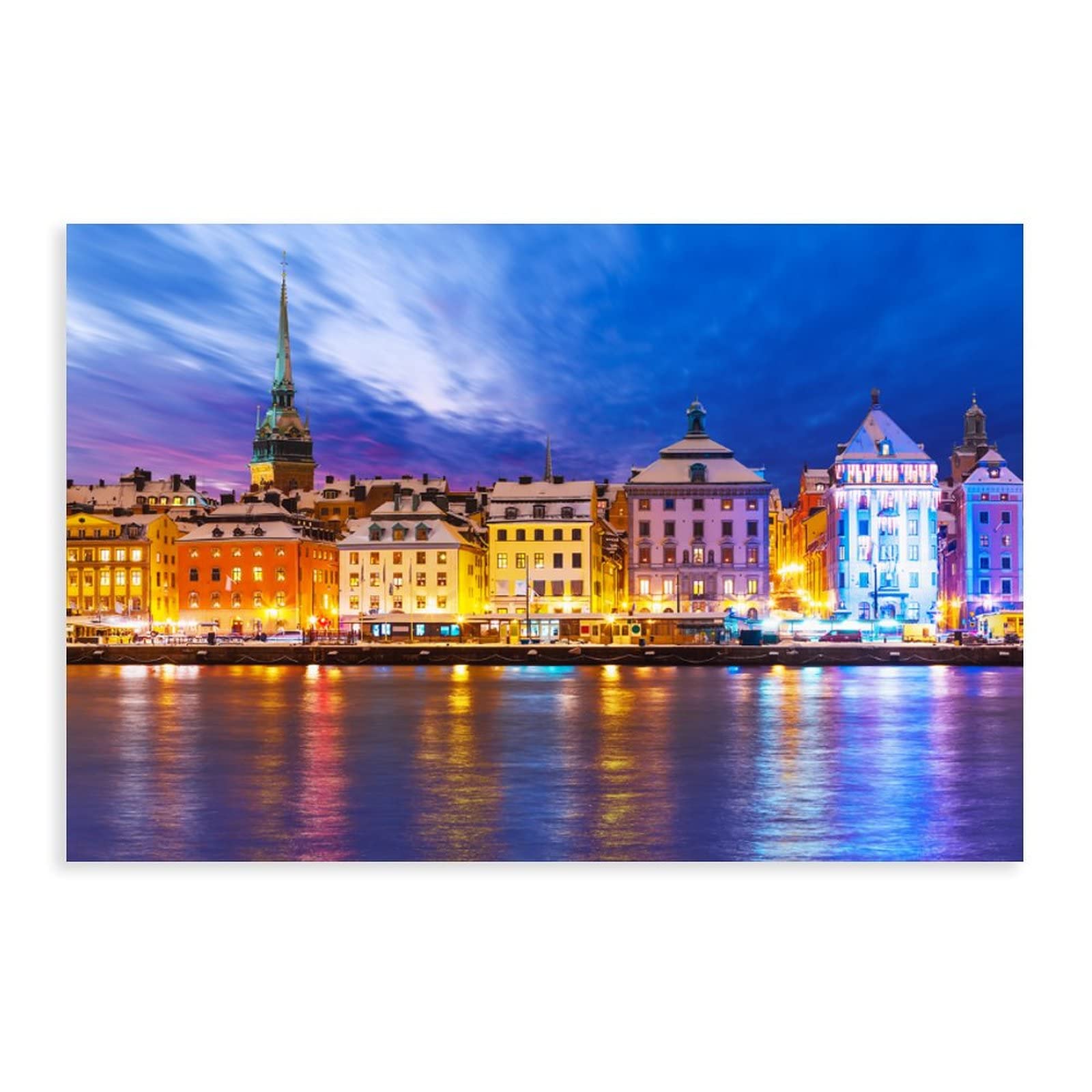 Night View of Stockholm City Canvas Painting Poster Prints Wall Art Picture Home Decorations Unframe-style 20x30inch(50x75cm)