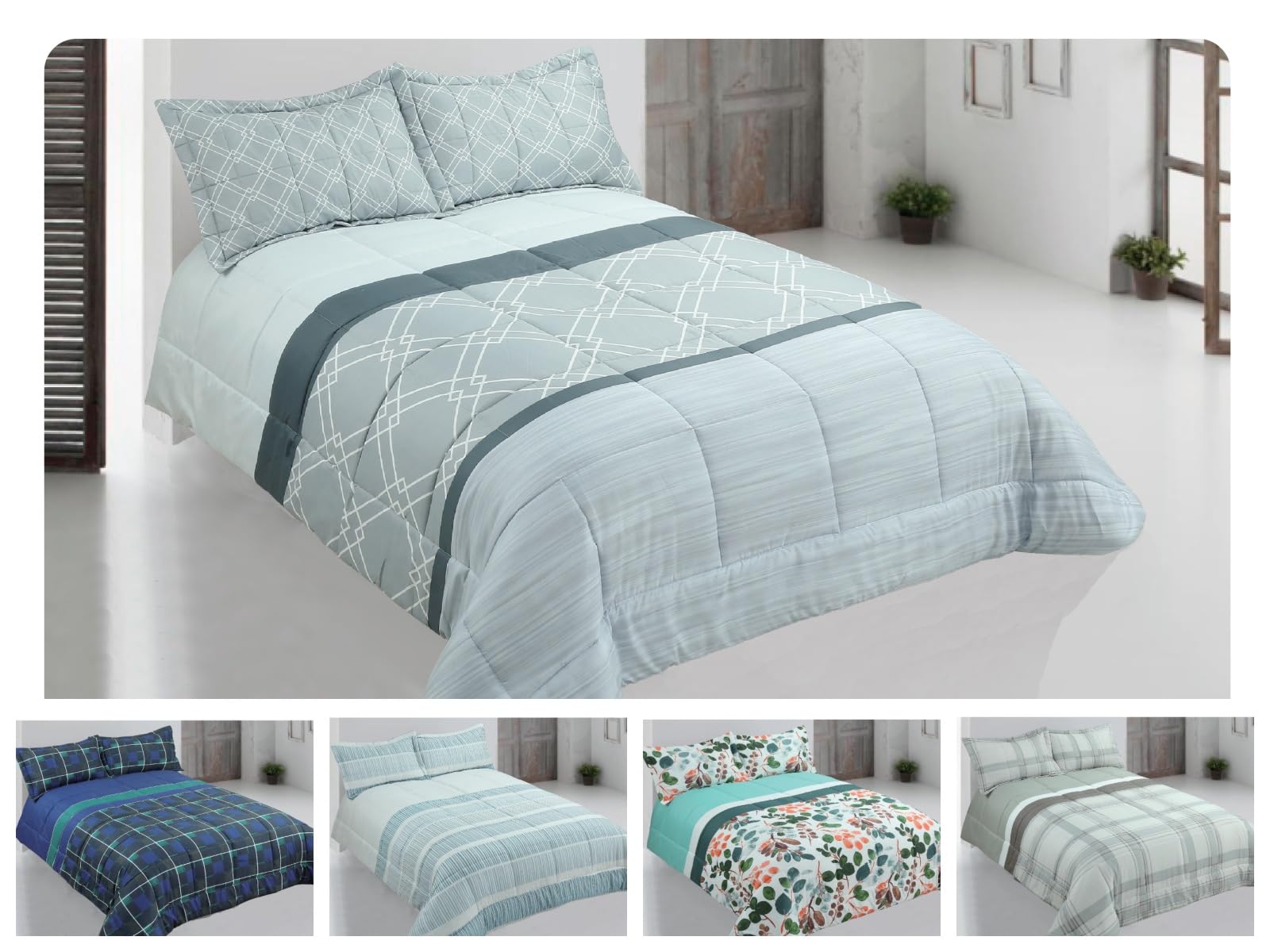 DONATELLA EDREDÓN Estampado Reversible - 135 cm., Milan-Gris