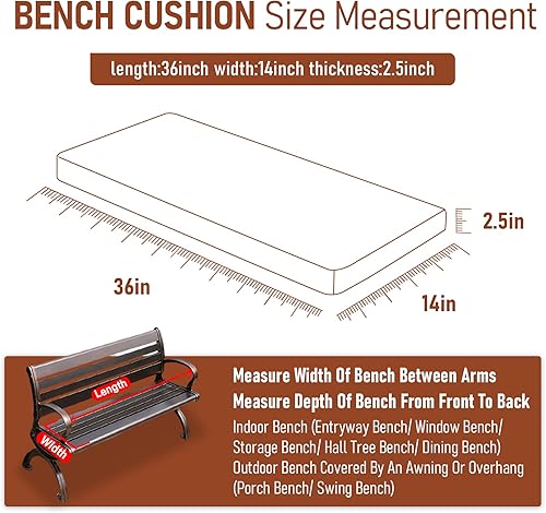 Miniatura 4 de Focuprodu Cojín de banco personalizado, cojines para muebles de patio, cojines de ventana duraderos antideslizantes personalizados para sillas. Más