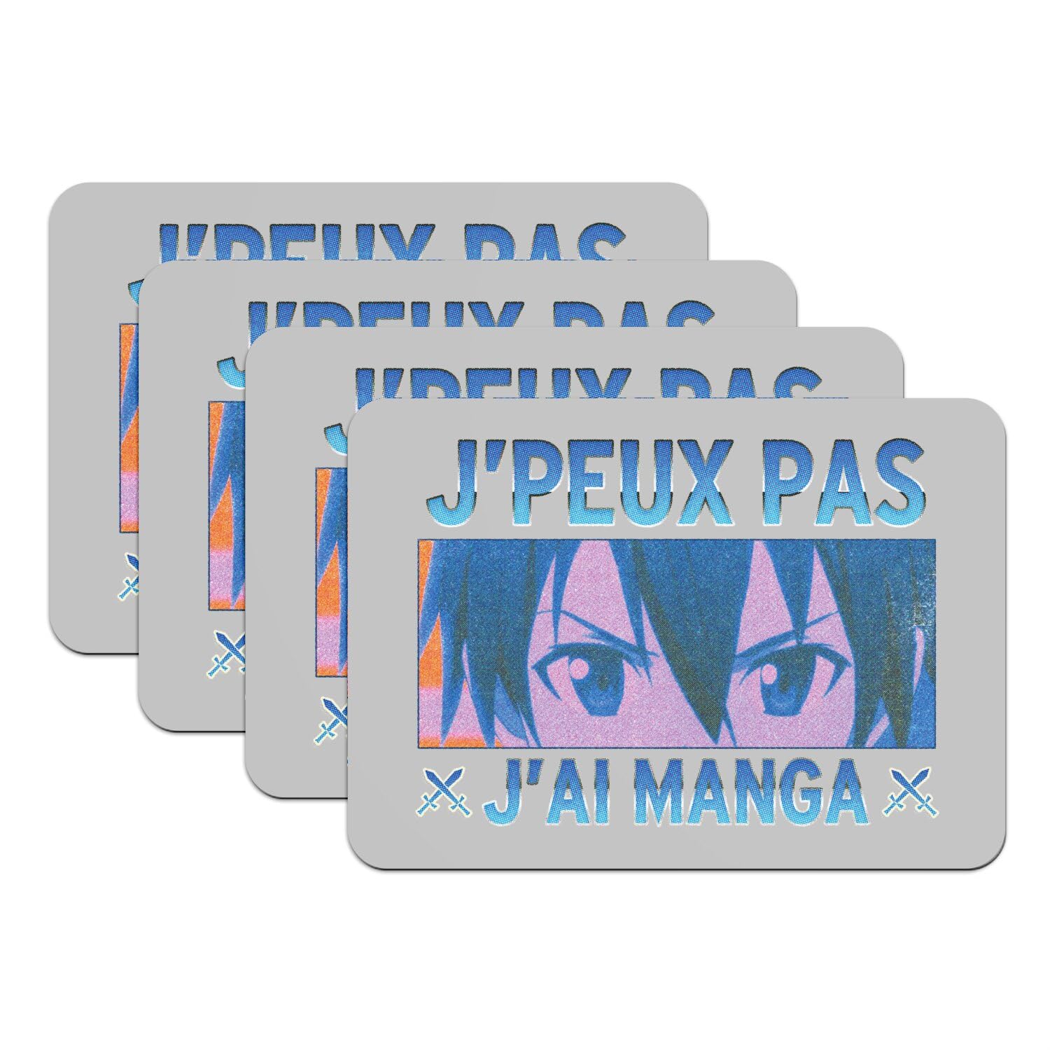 Sets de table manga grand format 39,5x28,5 cm dessous caoutchouc gris style Otaku Kirito