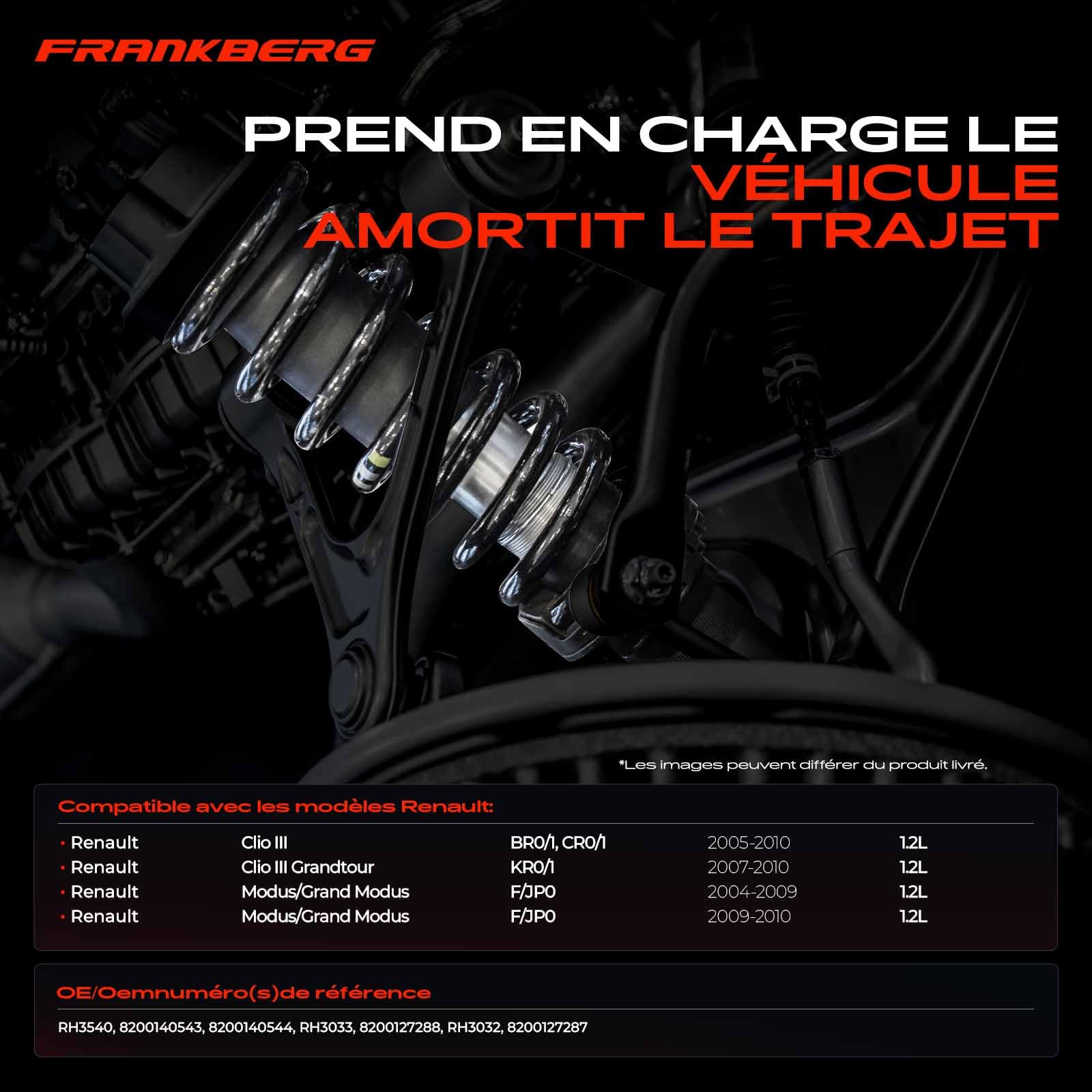 Frankberg 2 ressorts de suspension pour essieu avant 8200127287 | Compatible avec: Mode/Grand Mode F/JP0, Clio III BR0/1 CR0/1, Clio III Grandtour KR0/1