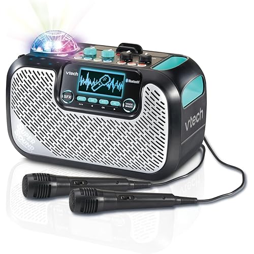 VTech Super Sound Karaoke Portable Bluetooth, 2 Mics Included, Party Lights