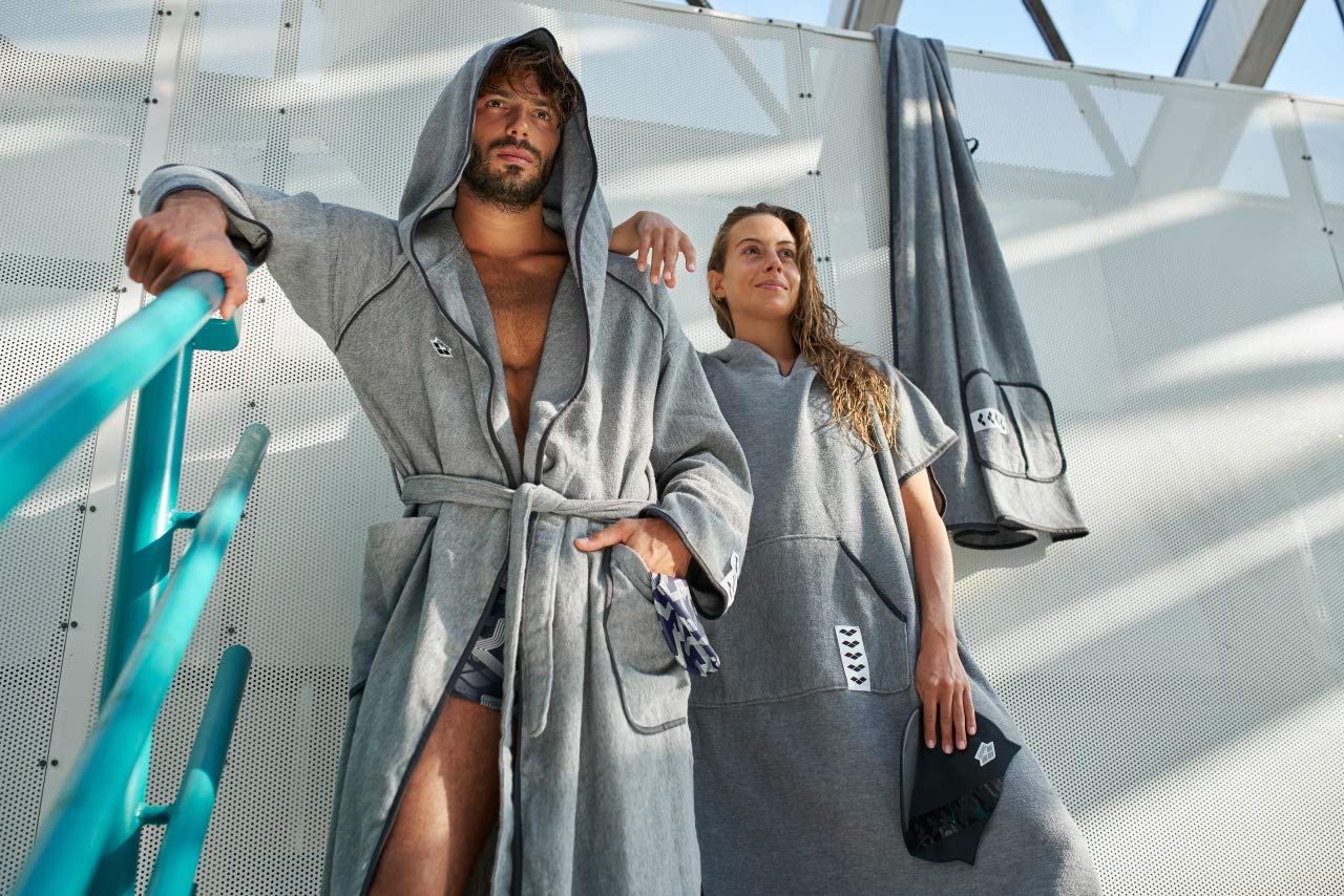 ARENA Albornoz Icons Hooded Poncho Grey Accappatoio Unisex-Adulto
