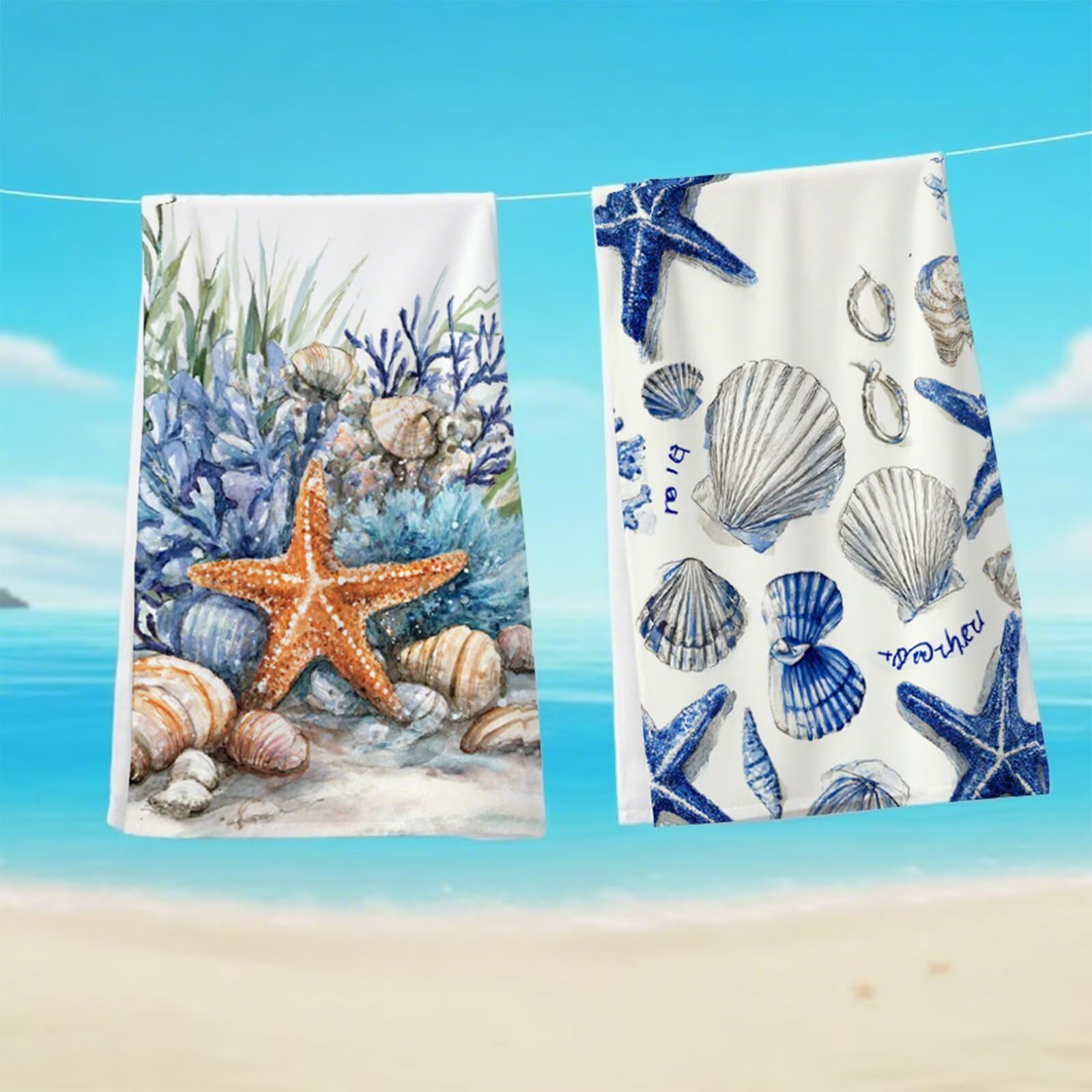 Telo Mare Microfibra 90x180 cm Telo Mare Grande, Asciugamano Palestra Assorbente Asciugatura Rapida, Asciugamano Mare Antisabbi Stuoia Spiaggia per Piscina, Viaggio - Semplice Stella Marina G1-1132
