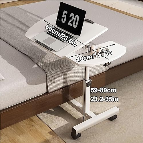 Miniatura 2 de Mesa auxiliar pequeña, mesa auxiliar para sala de estar, mesa auxiliar de ángulo ajustable, rotación de 360 con ruedas, mesa auxiliar móvil, fácil