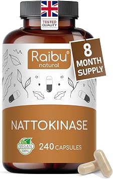 Nattokinase 2,000 FU per Capsule - High-Strength 240 Nattokinase Capsules from Fermented Natto Soybeans - 8 Months Supply - Non-GMO, Natural & Vegan- Laboratory Tested - Raibu