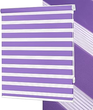 No Tools No Drill Zebra Blinds for Windows Cordless,Customizable Zebra Roller Shades, Dual Layer Blackout-Filtered Privacy Light Control Window Blinds Home Office, Easy to Install
