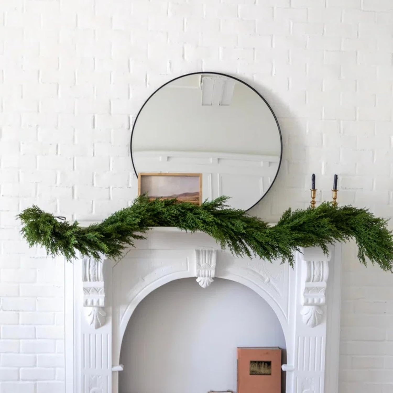 Dingion 1 Pcs 6 ft Christmas Cedar Garland - Thick & Lush, Soft Realistic Artificial Faux Cedar Cypress Pine Garland for Holiday Christmas Winter Home Table Mantel Wall Indoor Seasonal Decoration 6FT