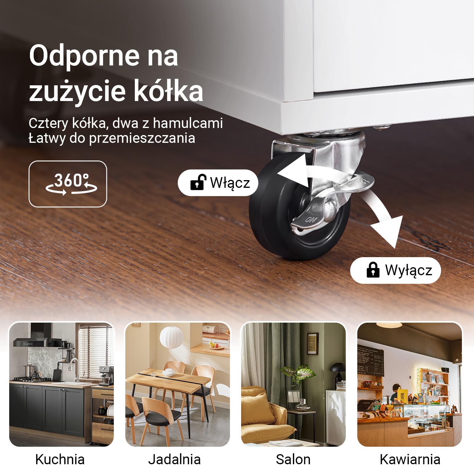 SoBuy FKW123-WN wózek kuchenny z blatem roboczym, wózek do serwowania na kółkach, do kuchni, salonu, jadalni, biały, szer. x wys. x gł.: ok. 72 x 84 x 40 cm