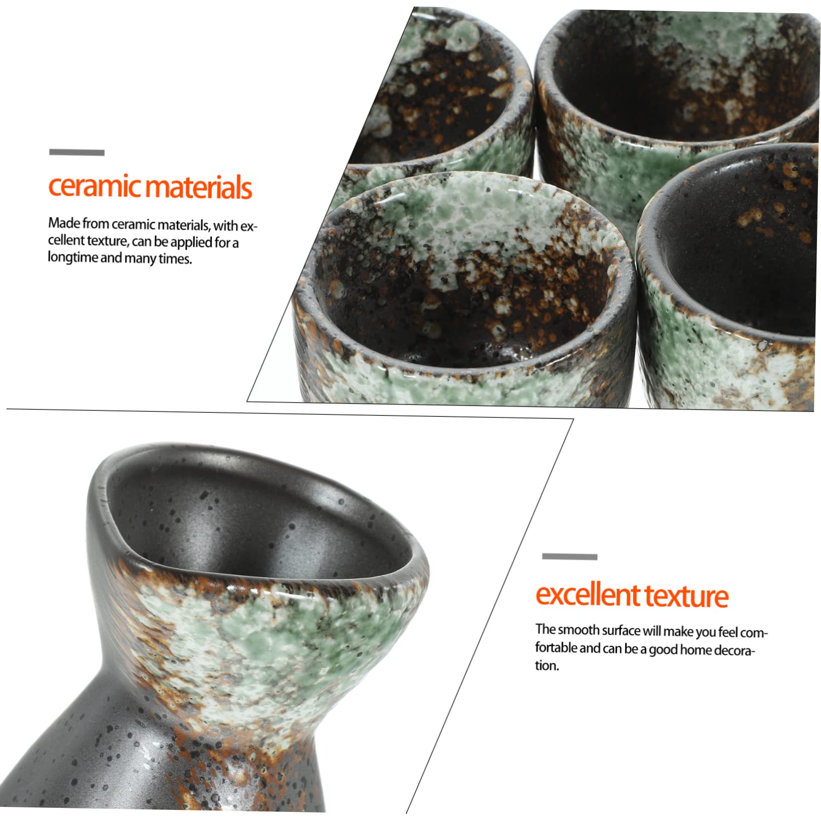 ABOOFAN Set Sakè Giapponese 5 Pezzi in Ceramica, Bottiglia e Tazze